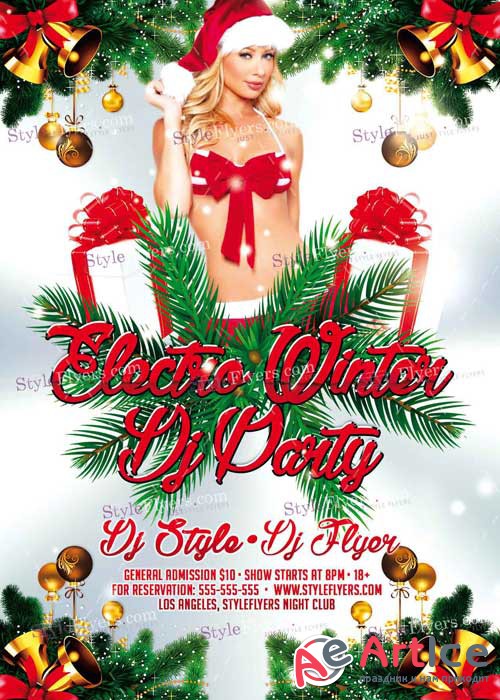 Electro Winter Dj Party PSD V8 Flyer Template