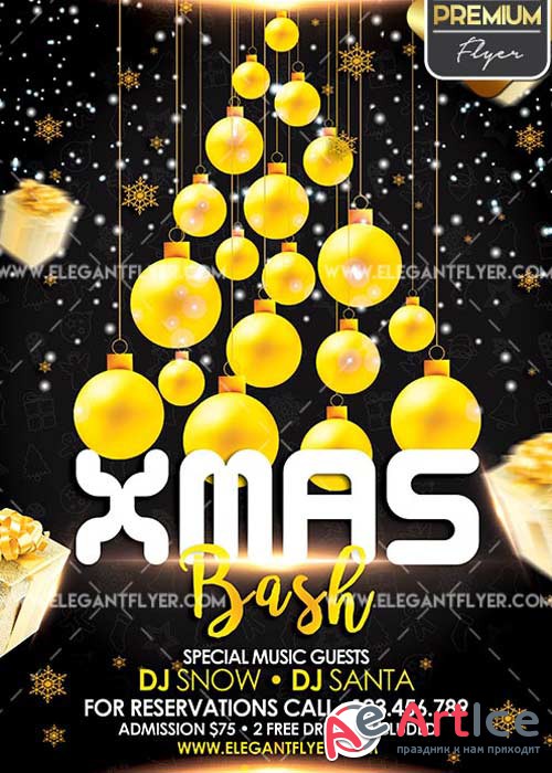 Xmas Bash Flyer PSD V7 Template + Facebook Cover