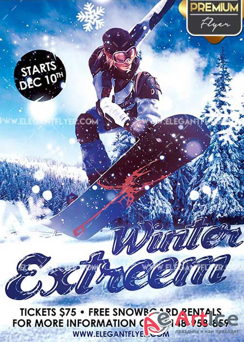 Winter Extreem Flyer PSD V3 Template + Facebook Cover