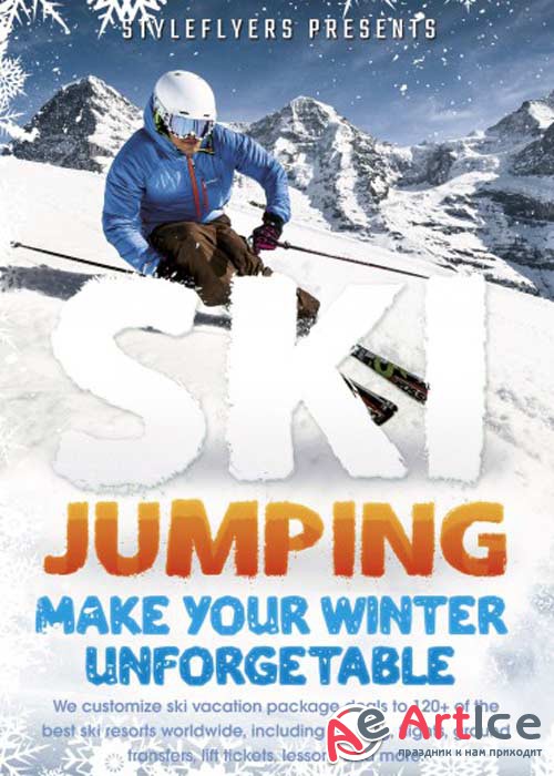 Ski Jumping PSD V6 Flyer Template with Facebook Cover