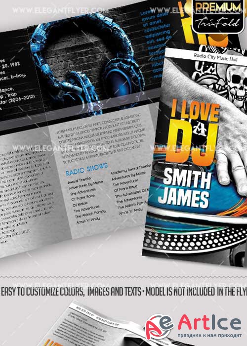 DJ Press Kit V1 Premium Tri-Fold PSD Brochure Template