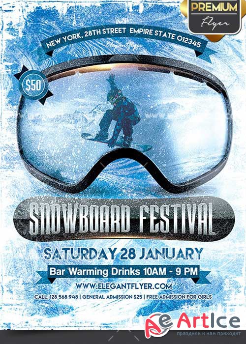 Snowboard Festival V6 Flyer PSD Template + Facebook Cover