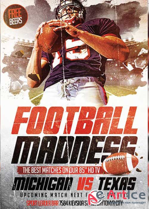 Football Madness PSD V7 Premium Flyer Template + Facebook Cover