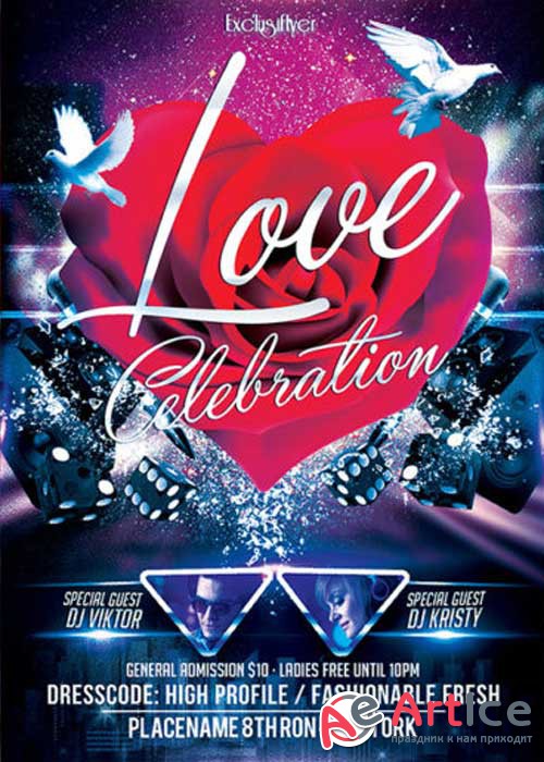 Love Celebration Club and Party Flyer PSD V2 Template