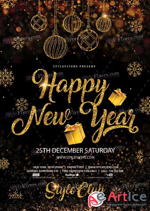 Happy New Year PSD V22 Flyer Template