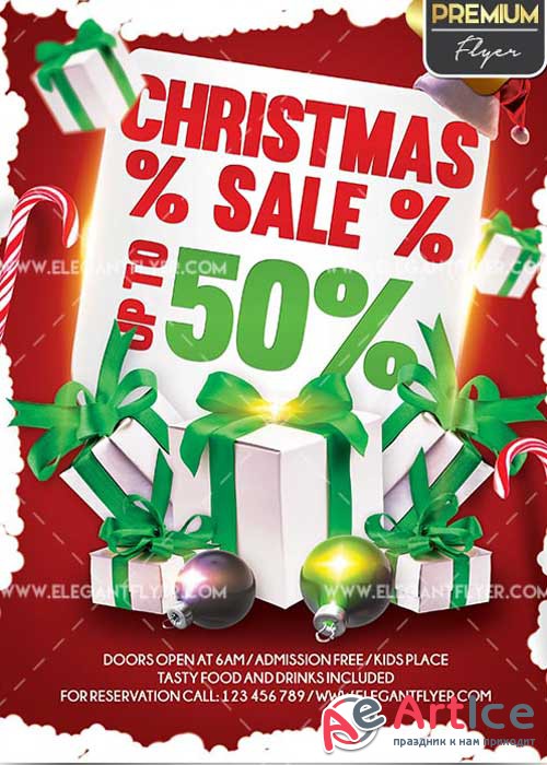 Christmas Sale Flyer PSD V17 Template + Facebook Cover