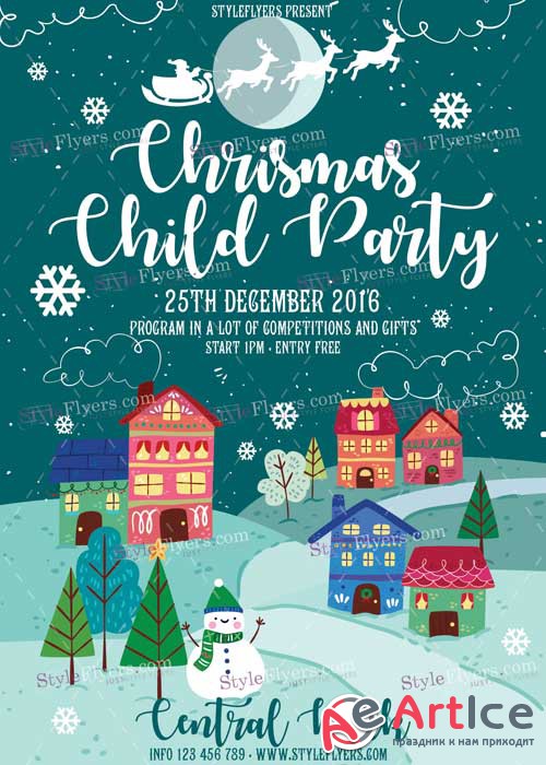 Chrismas Child Party PSD V3 Flyer Template