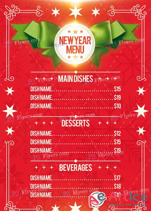 New Year Eve Menu V4 PSD Flyer Template