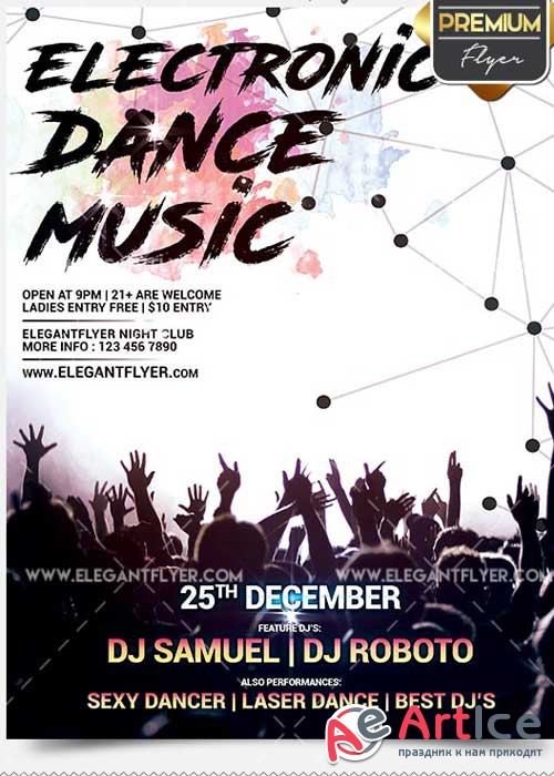 EDM Party Flyer PSD V8 Template + Facebook Cover