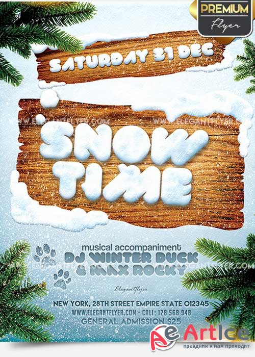 Snow Time Flyer PSD V5 Template + Facebook Cover