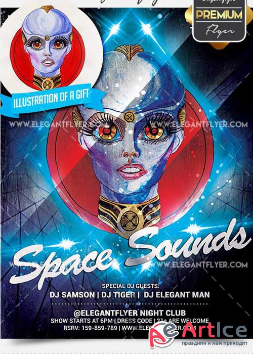 Space Sounds Flyer PSD V5 Template + Facebook Cover