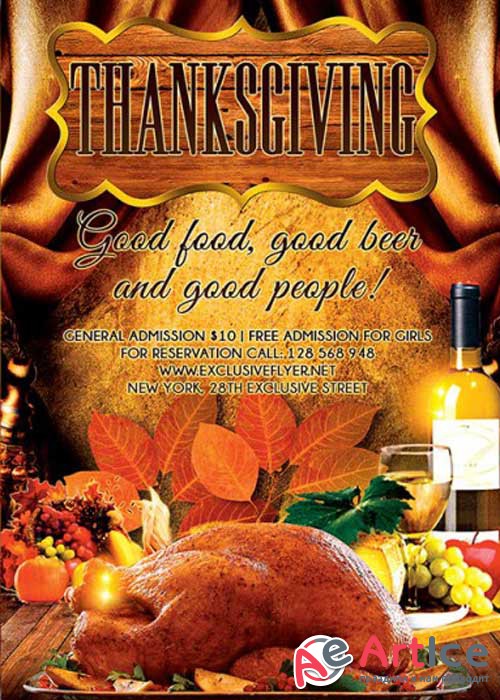 Thanksgiving Evening V17 Premium Flyer Template + Facebook Cover