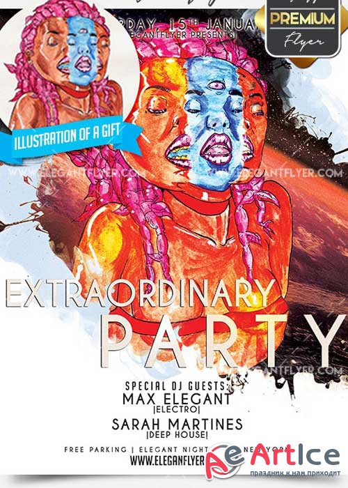 Extraordinary Party Flyer PSD V9 Template + Facebook Cover