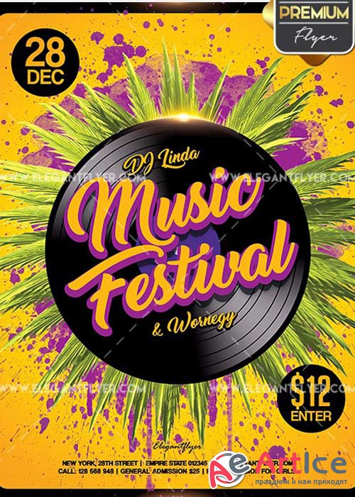 Music Festival Flyer PSD V6 Template + Facebook Cover