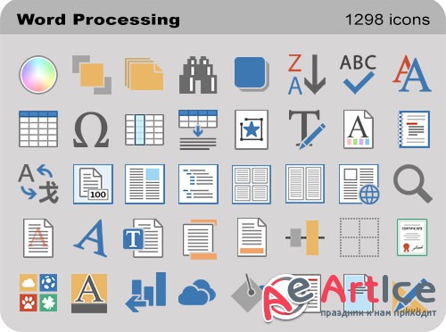 Word Processing Set - Pure Flat Toolbar Stock Icons