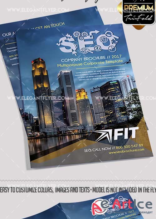 SEO Premium Bi-Fold PSD V14 Brochure Template