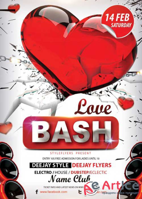 Love Bash PSD V4 Flyer Template with Facebook Cover