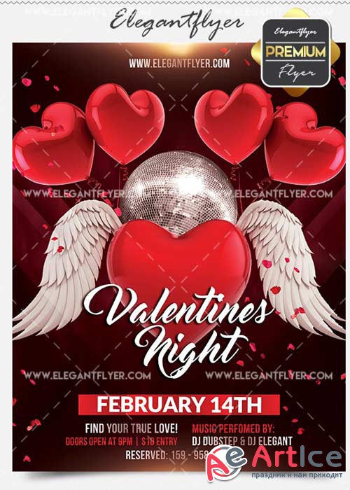 Valentines Night Flyer PSD V12 Template + Facebook Cover