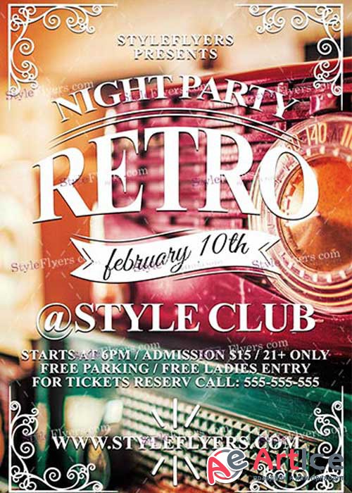 Retro Night Party PSD V8 Flyer Template