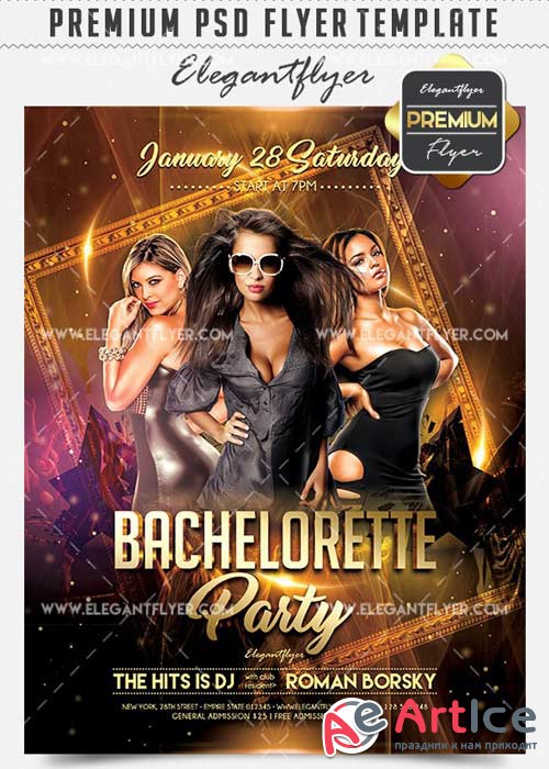 Bachelorette Party Flyer PSD V02 Template + Facebook Cover