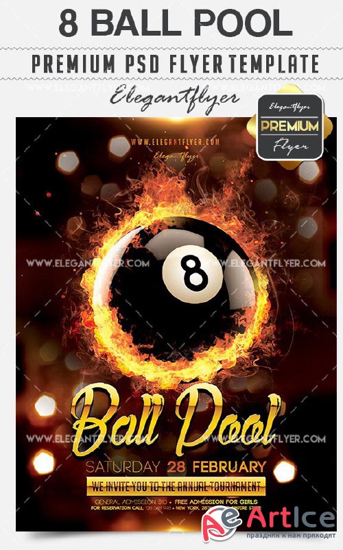 8 Ball Pool Flyer PSD V1 Template + Facebook Cover