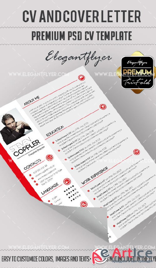 CV Premium CV and Cover Letter PSD V15 Template