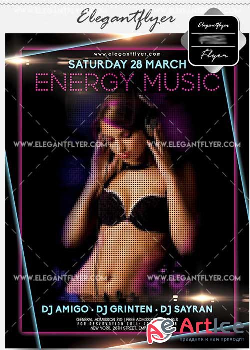 Energy Music V8 Flyer PSD Template + Facebook Cover