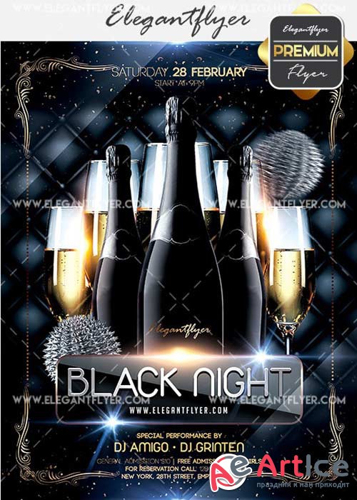 Black Night Flyer PSD V11 Template + Facebook Cover