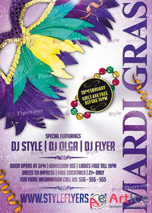 Mardi Gras PSD V17 Flyer Template