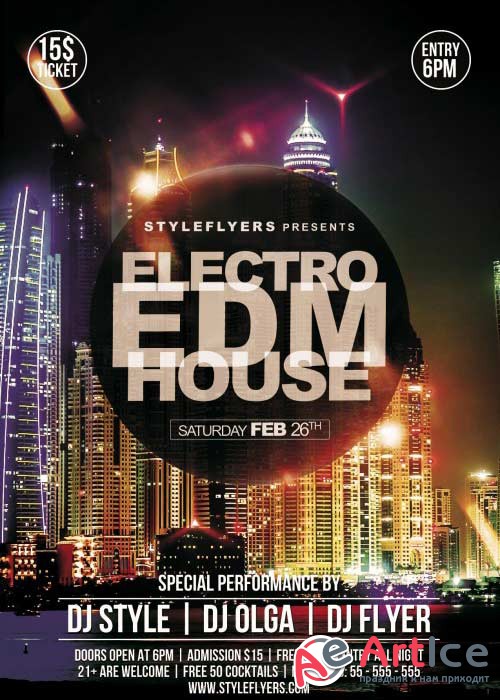 EDM Electro House V8 PSD Flyer Template