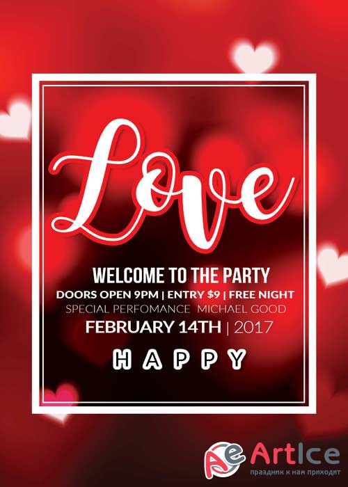 Valentines Party Flyer V40 Template