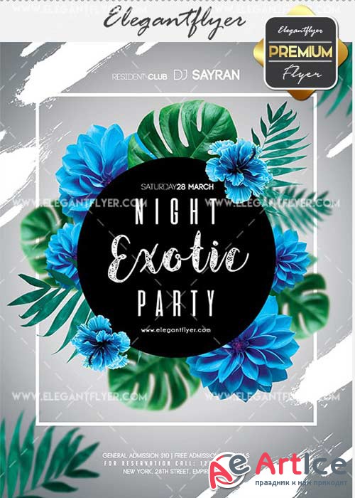 Night Exotic Party V8 Flyer PSD Template + Facebook Cover