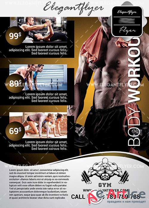 Body Workout V10 Flyer PSD Template + Facebook Cover