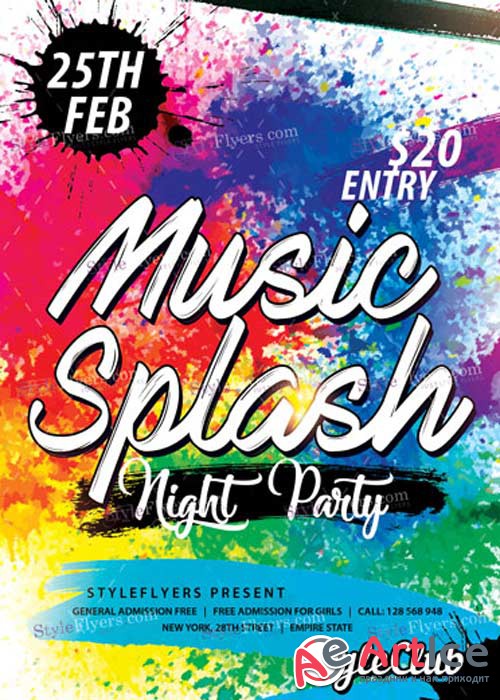 Music Splash Night Party V9 PSD Flyer Template