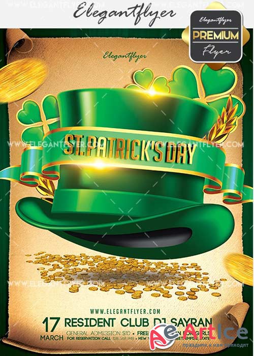 St. Patricks Day Party V22 Flyer PSD Template + Facebook Cover