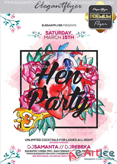 Hen Party V9 Flyer PSD Template + Facebook Cover