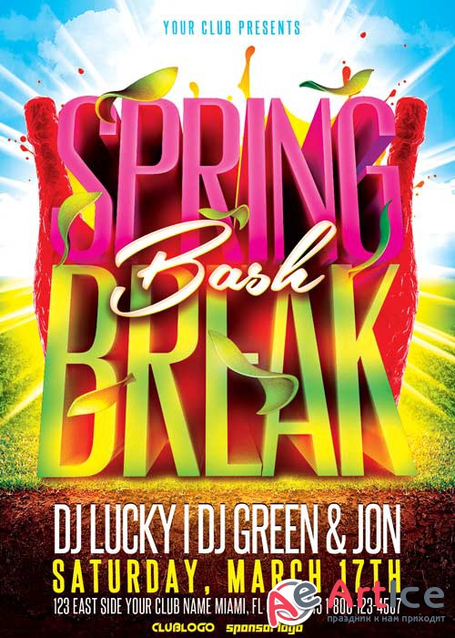 Spring Break Bash V8 Flyer Template