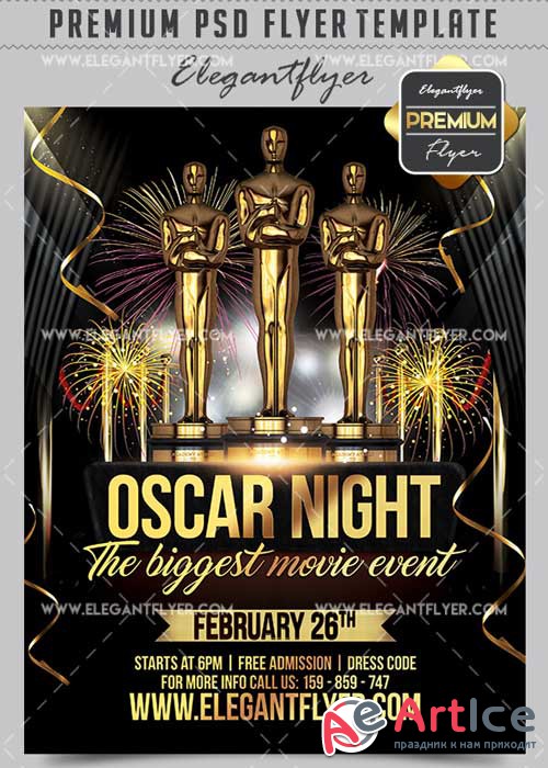 Oscar Night Flyer PSD V14 Template + Facebook Cover