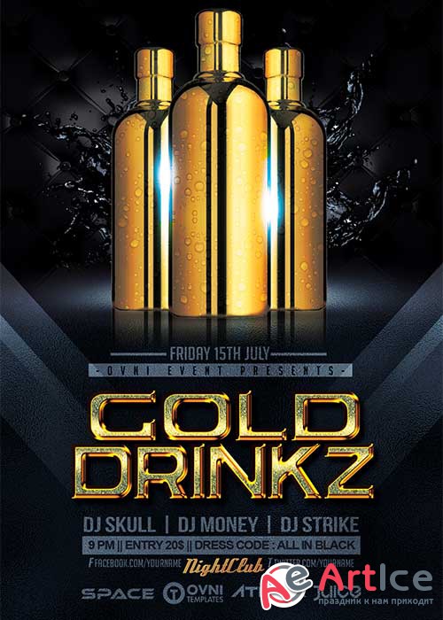 GOLD DRINKZ V23 Flyer Template