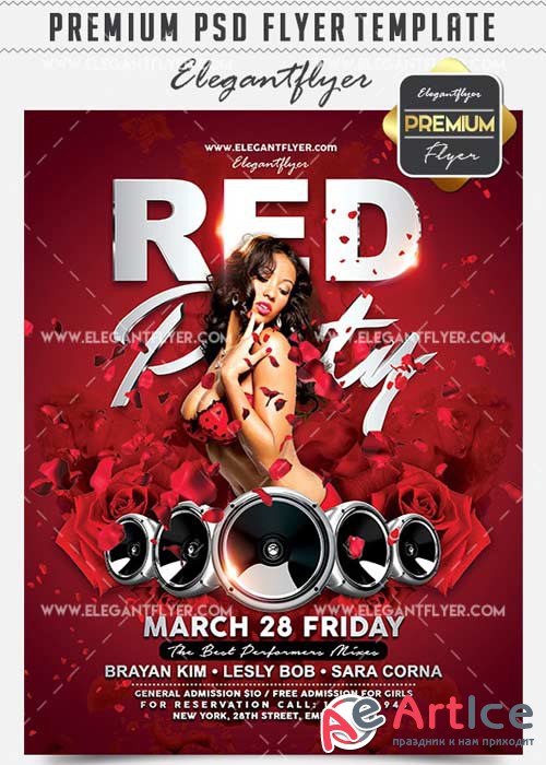 Red Party V10 Flyer PSD Template + Facebook Cover