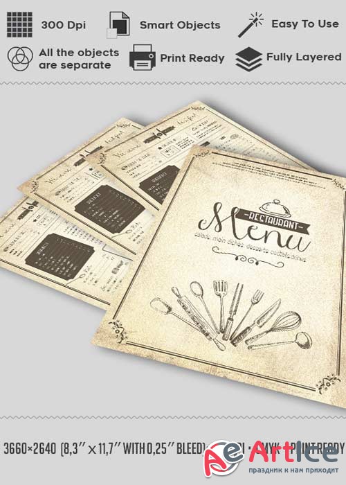 Vintage Menu V7 Flyer PSD Template