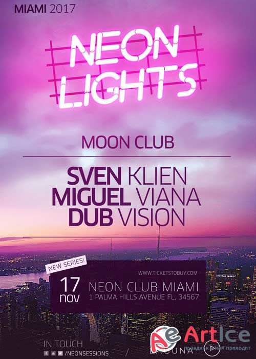 Neon City Club V7 Flyer and Poster Template