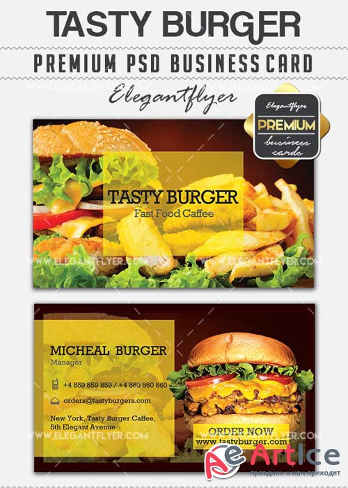 Tasty Burger V5 Premium Business card PSD Template