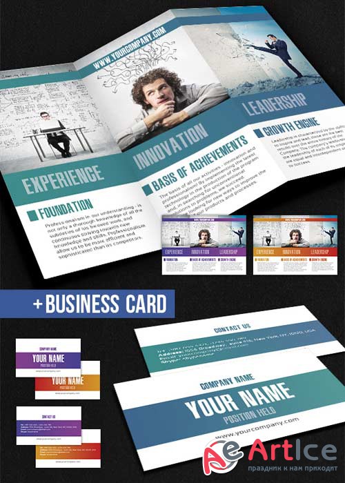 Corporate Tri-Fold Brochure Design V12 PSD Template