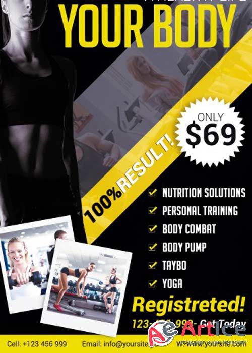 Fitness V21 PSD Flyer Template with Facebook Cover