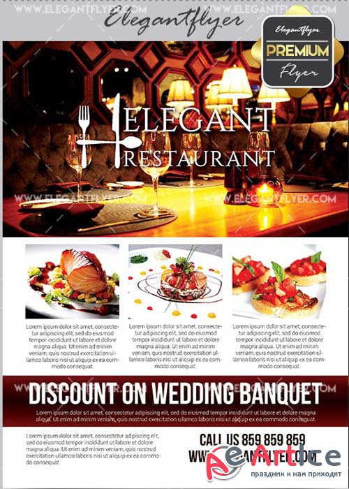 Elegant Restaurant V11 Flyer PSD Template + Facebook Cover