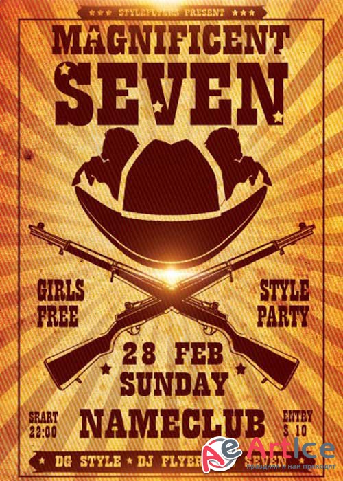 The Magnificent Seven V1 PSD Flyer Template with Facebook Cover