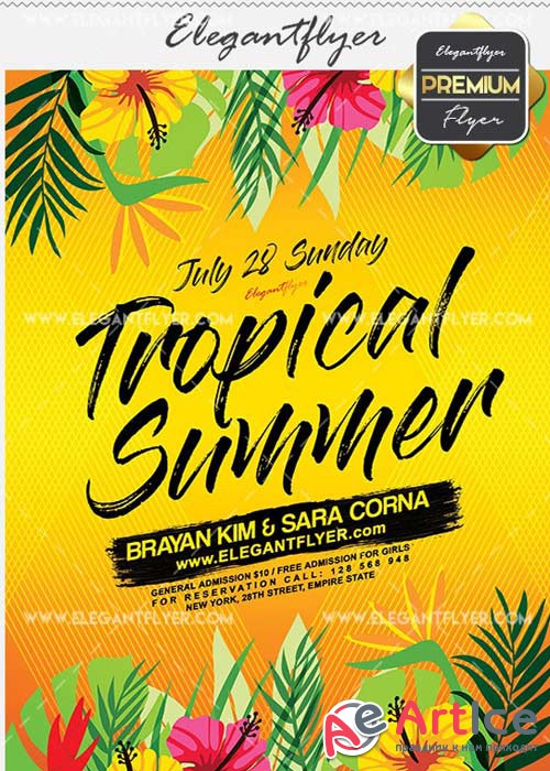 Tropical Summer V20 Flyer PSD Template + Facebook Cover