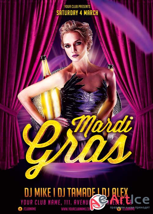 Mardi Gras Party V38 Flyer Template