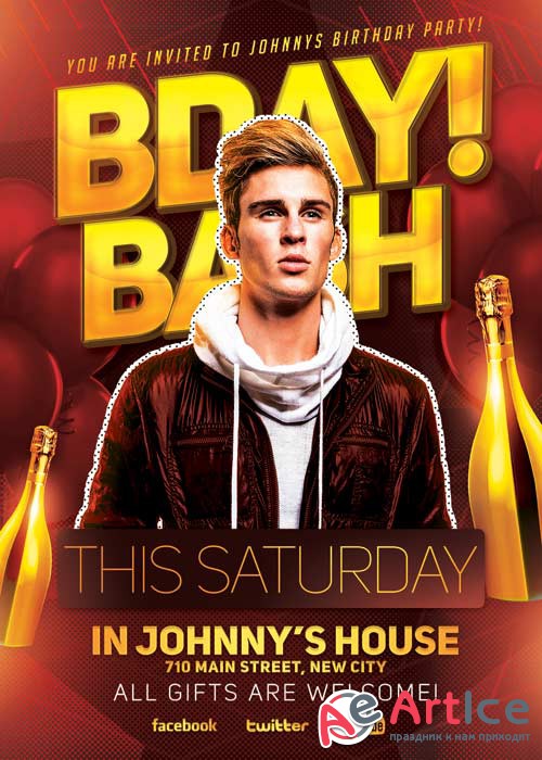 Bday Bash Party V14 Flyer Template